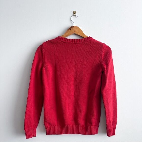 Tommy Hilfiger Sweater Red Crewneck Snowflake Cotton Women's S Long Sleeved - Picture 2 of 8